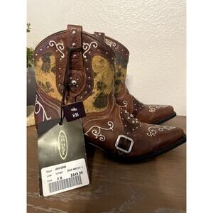 NWT J.B. Dillon Leather Studded Buckle Ankle Boots Size 8B